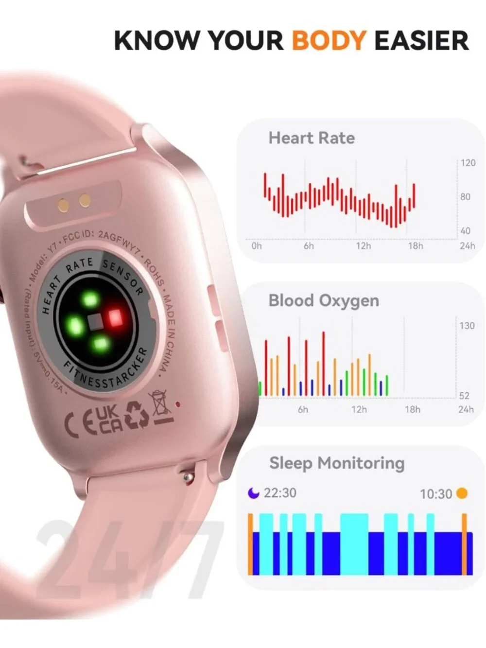 Fitness Tracker Smart Watch for Men & Women, 110 Sports Modes, Waterproof